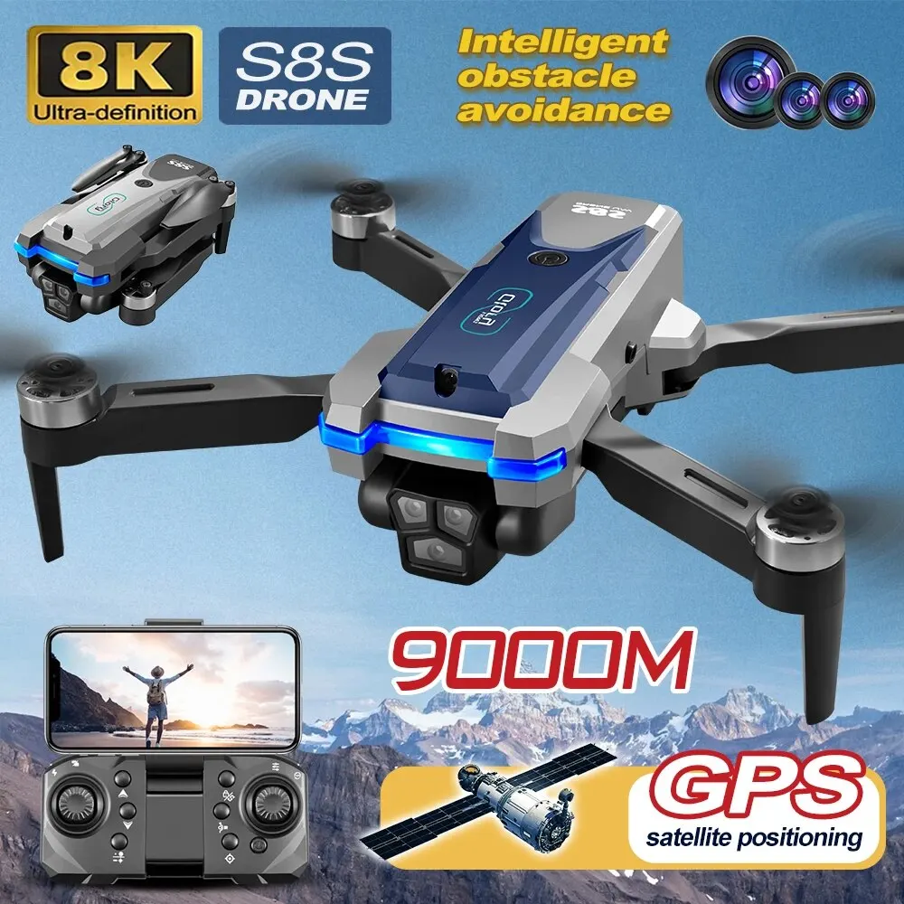 S8S GPS Drone 5G Wifi 8K HD Du - Drone Gimbal Brushless ulasan dan harga